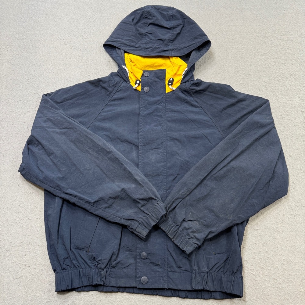 Vintage 90s Tommy Hilfiger Jacket Mens M Navy Blue Hooded Mesh Lined Windbreaker